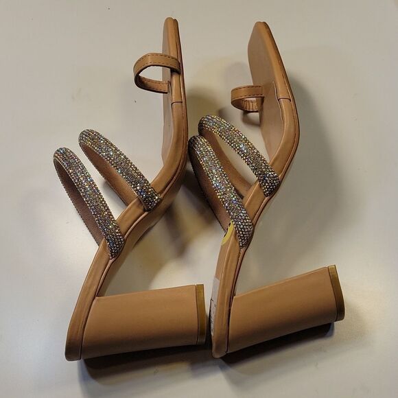 BRAND NEW FOREVER SLIPPERS   PEEP TOE DOUBLE STRAP GLITTER EMBROIDERY SA… - Picture 12 of 16